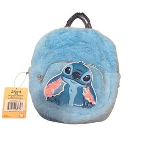 Disney Lilo & Stitch Blue Faux Fur Mini Backpack LSCM65-W New With‎ Tags